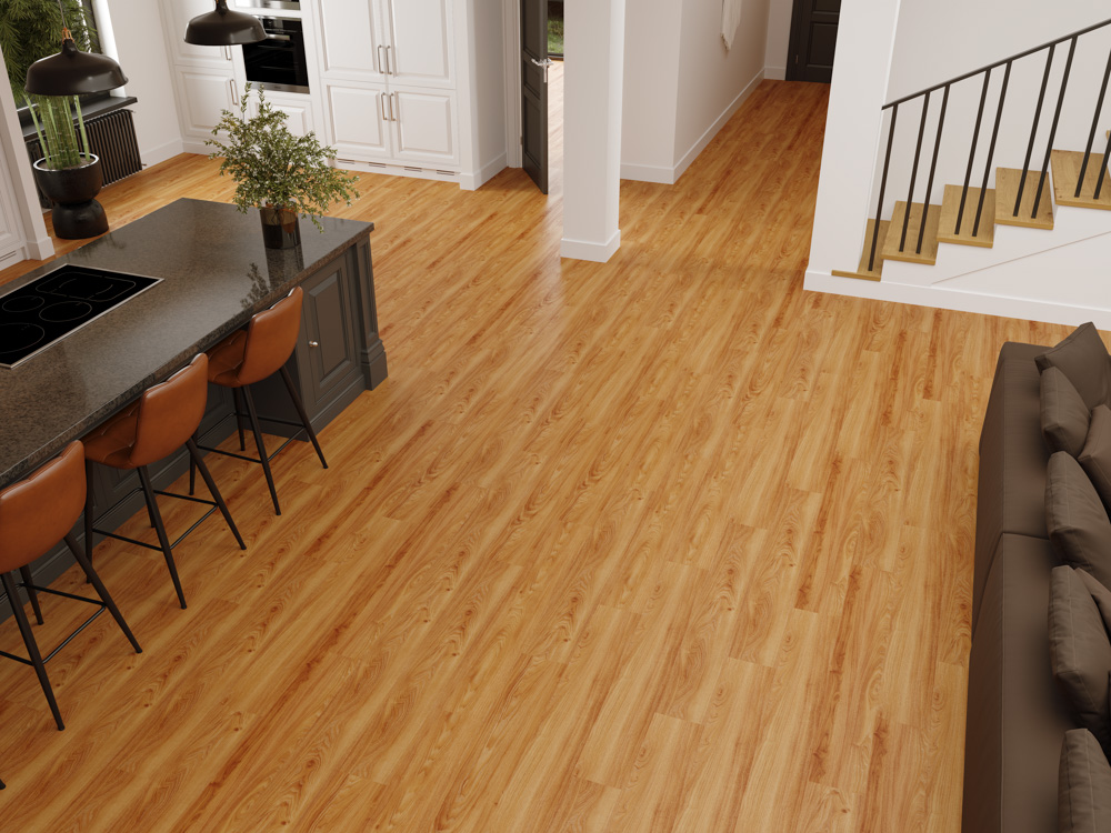 Кварцвиниловый SPC ламинат Cronafloor Nano Дуб Верона ZH-81125-5 1200×180×3,5 фото в интерьере